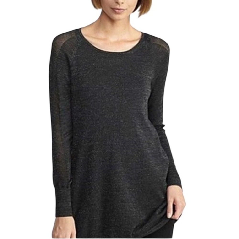 NWT Eileen Fisher Sz XS charcoal Merino Wool Sweater Tunic Sparkle Knit $258